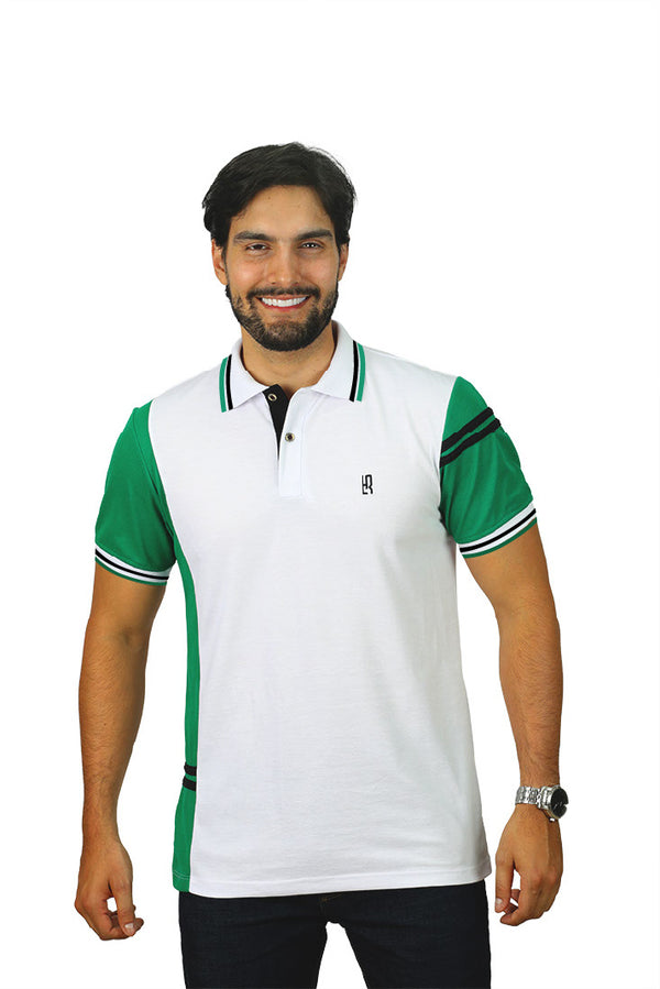 Camiseta Tipo Polo Combinada Para Hombre Color Blanco Antioquia