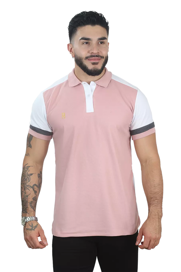 Camiseta tipo polo combinada para hombre color guayaba blanco Cross