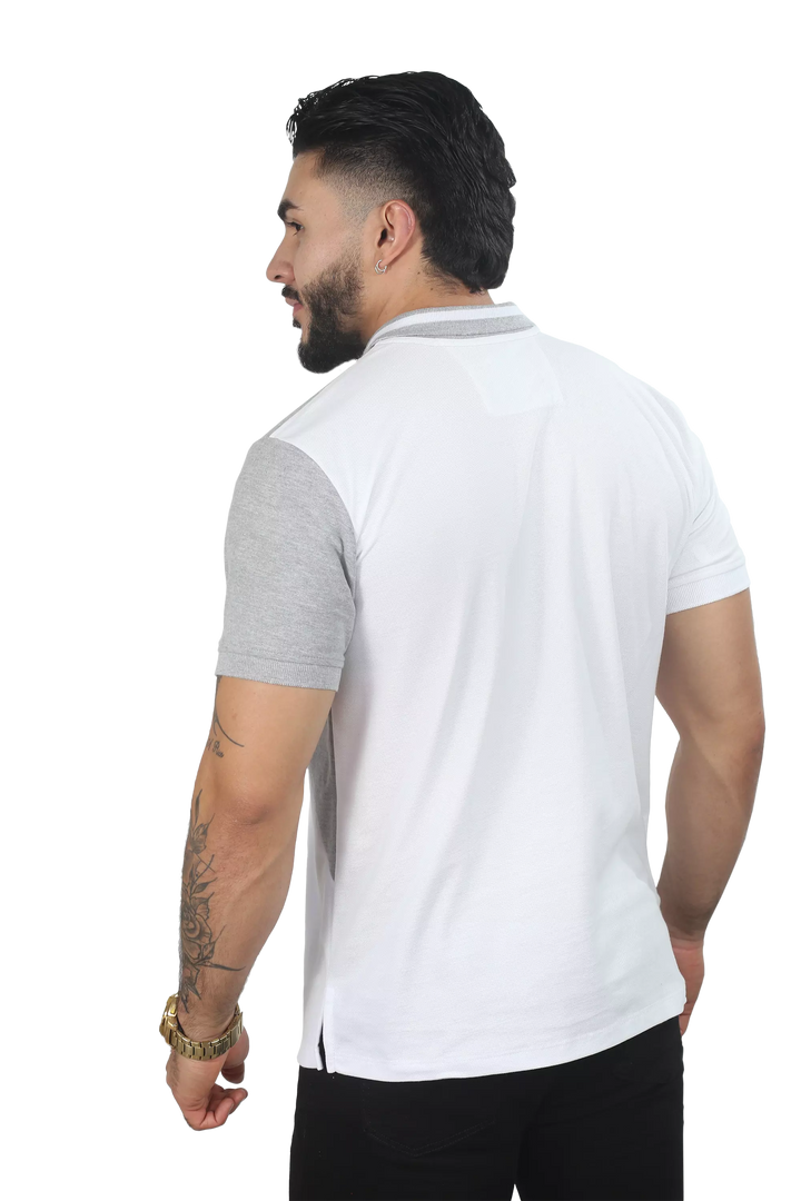 Camiseta Polo Combinada Blanco-Jaspe  041B