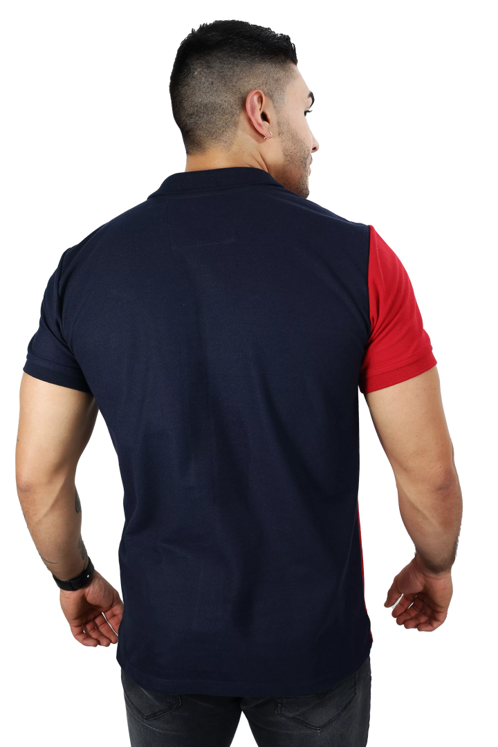 Camiseta Polo Combinada Rojo-Azul Osc 032A