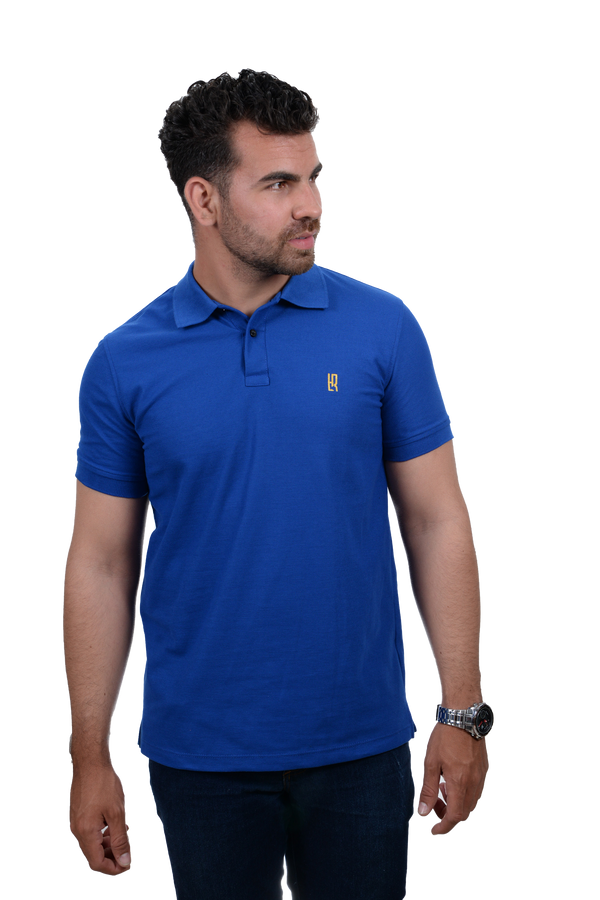 Camiseta Tipo Polo Basica  Para Hombre Jacquard Color Azul Rey