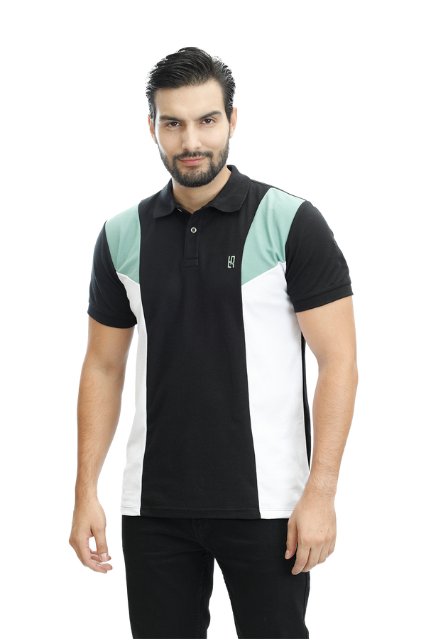 POLO COMBINADA NEGRO OLIVO BLANCO 084F