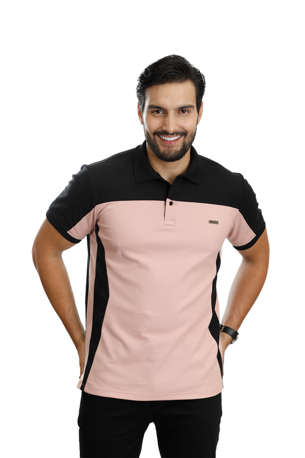 POLO COMBINADA NEGRO GUAYABA  085B