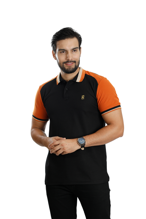 POLO COMBINADA NEGRO TERRACOTA 083A