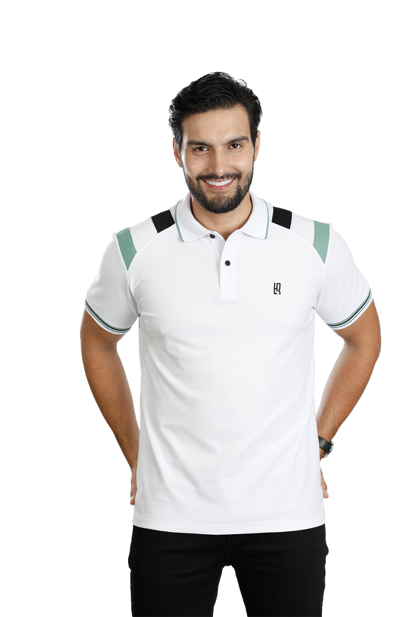 POLO COMBINADA BLANCO OLIVO NEGRO 088B
