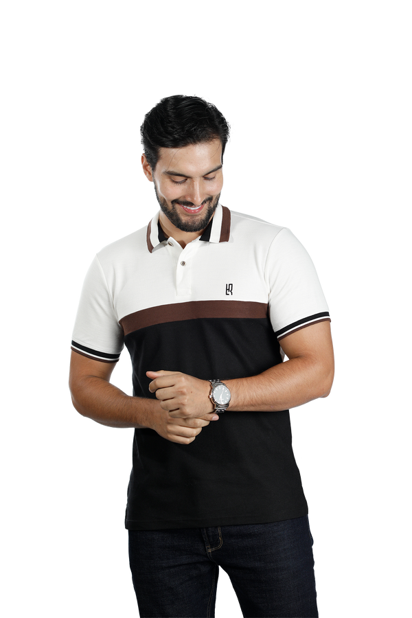 POLO COMBINADA MARFIL CAFÉ  NEGRO 086B