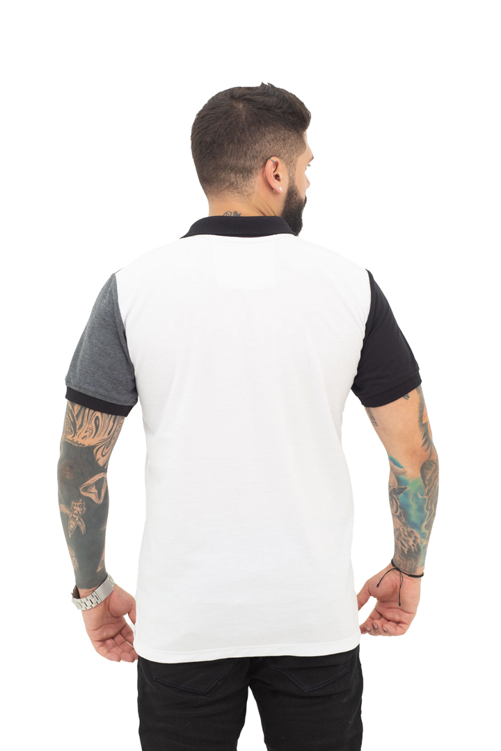 Grupo luthier espalda Camiseta tipo polo combinada para hombre color negro cross blanco
