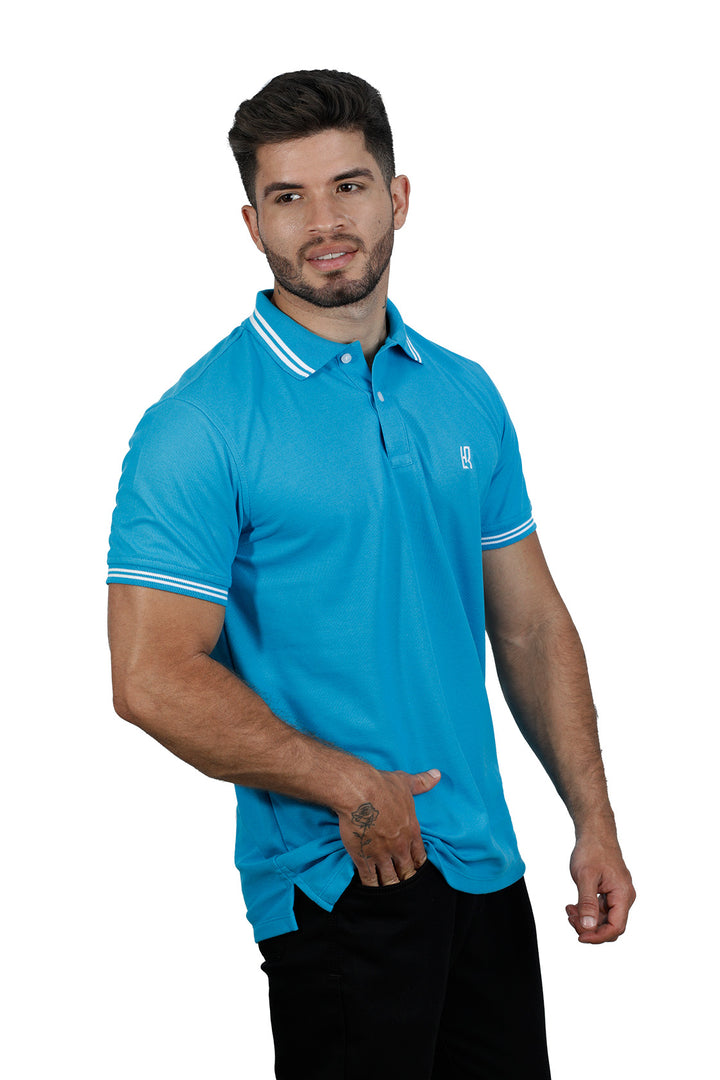 Grupo luthier lado1 Camiseta tipo polo básica para hombre color turquesa