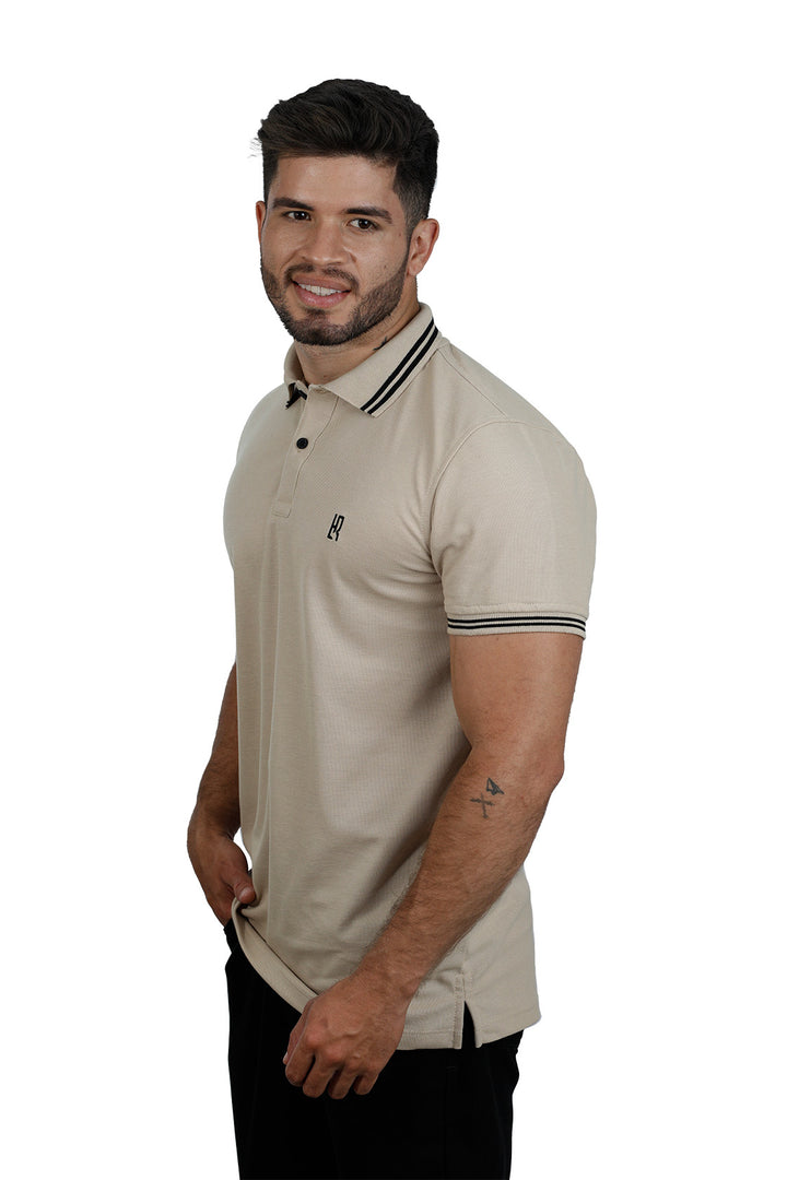 Grupo luthier lado 3 Camiseta tipo polo básica para hombre color trigo