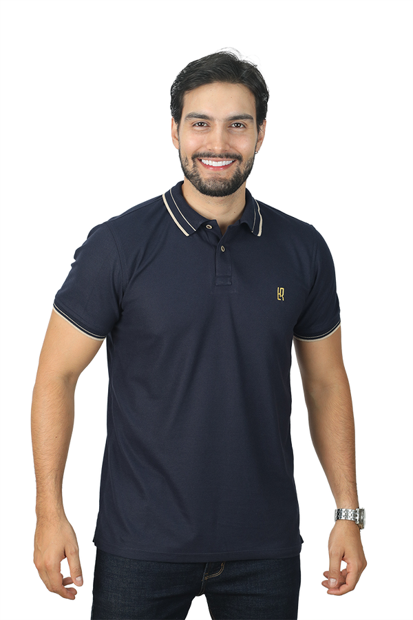 grupo luthier lado 1 camisetas tipo polo combinada para hombre Jacquard color azul oscuro 