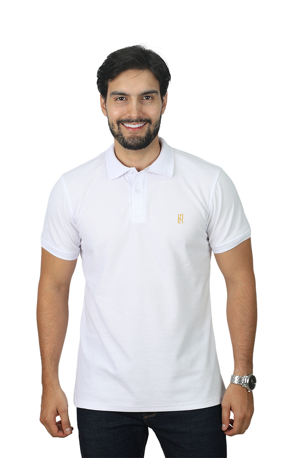 grupo luthier lado 1 camisetas tipo polo combinada para hombre Jacquard color blanco 