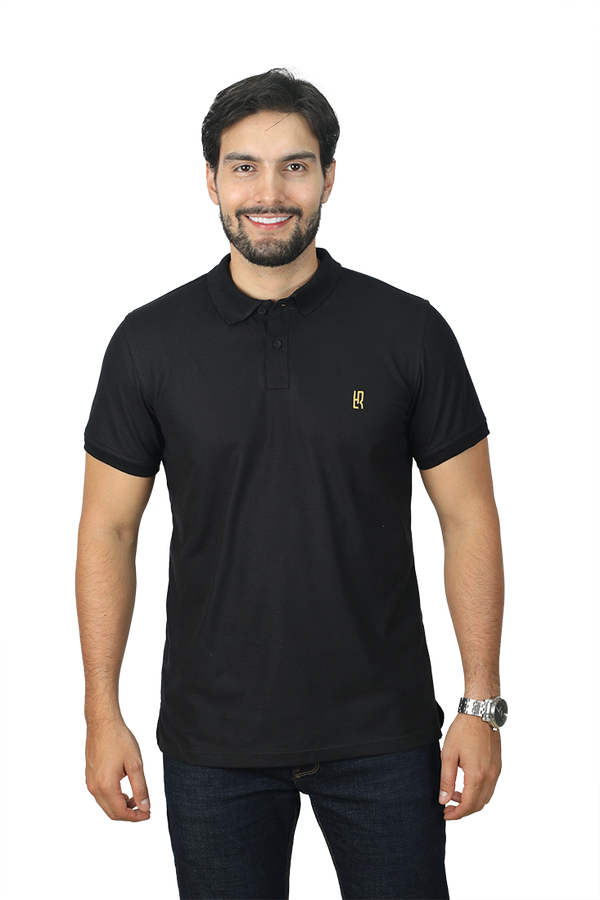 grupo luthier lado 1 camisetas tipo polo combinada para hombre Jacquard color negro