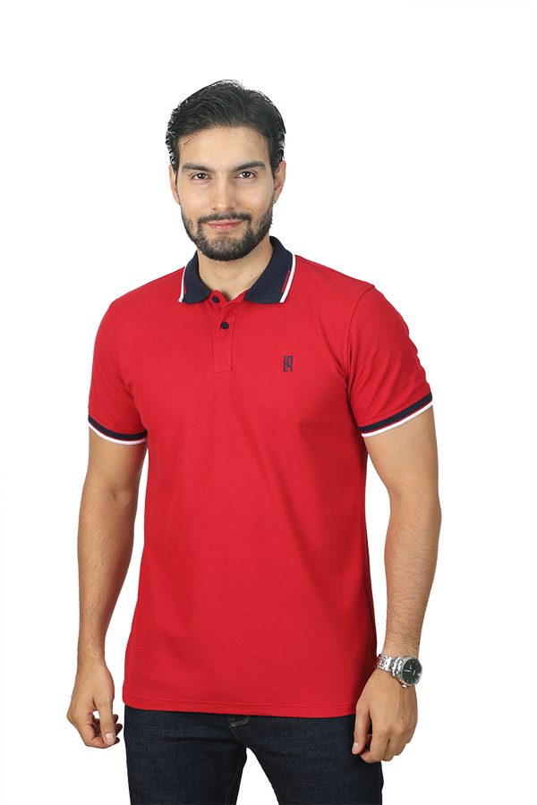 grupo luthier lado 1 camisetas tipo polo combinada para hombre Jacquard color rojo 