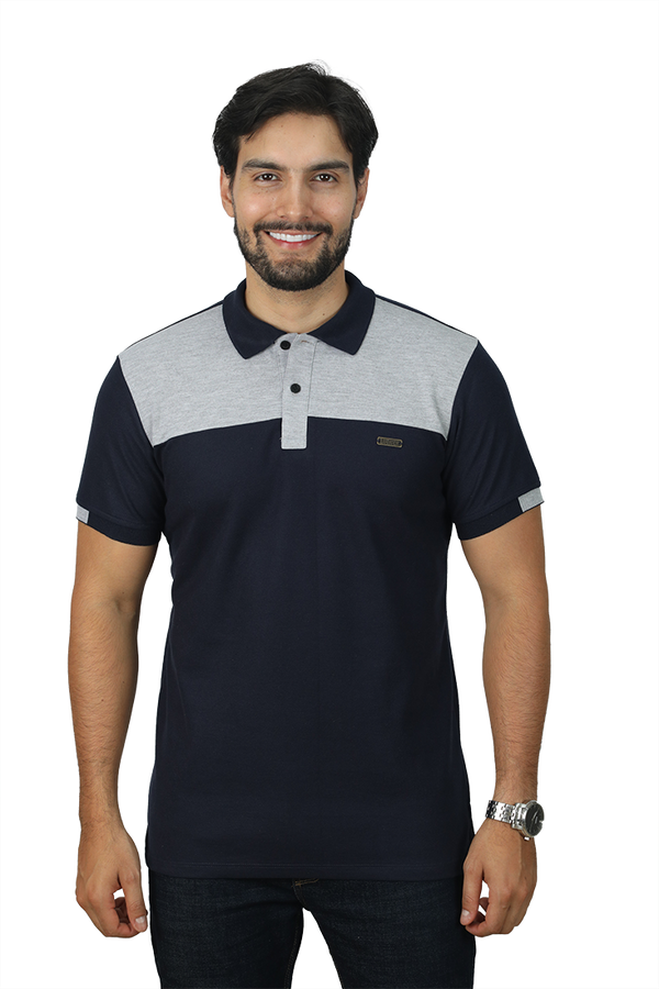 grupo luthier lado 1 camisetas tipo polo combinada para hombre color azul oscuro  jaspe