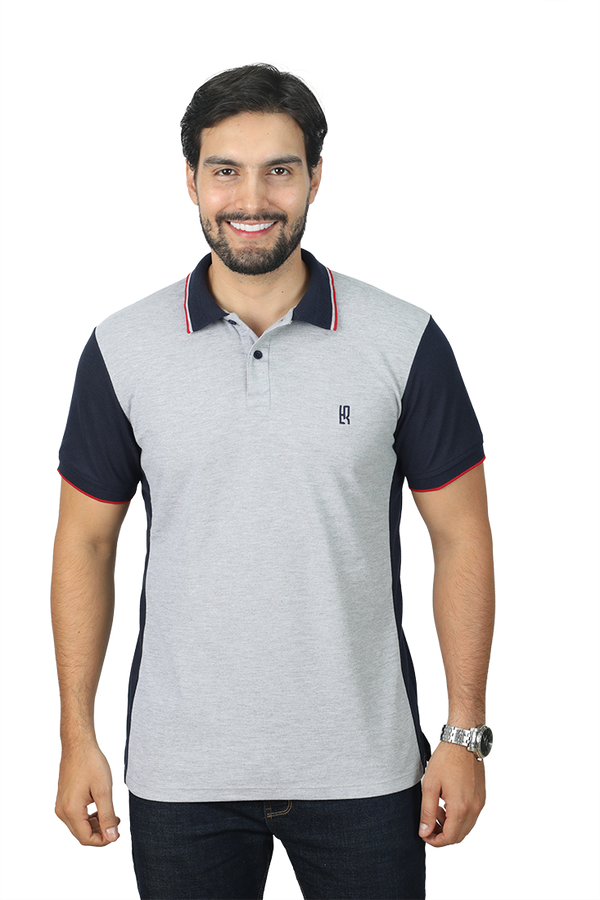 grupo luthier lado 1 camisetas tipo polo combinada para hombre combinada color  jaspe azul oscuro 