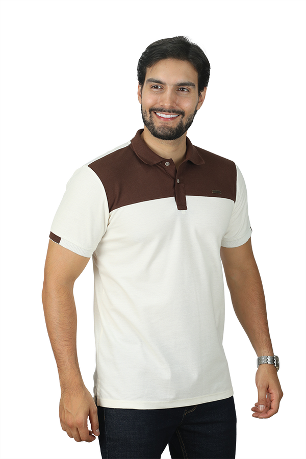 grupo luthier lado 1 camisetas tipo polo combinada para hombre combinada color marfil cafe 