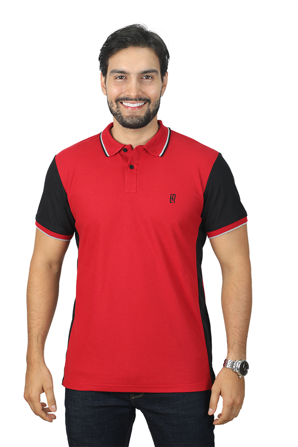 grupo luthier lado 1 camisetas tipo polo combinada para hombre combinada color negro rojo 