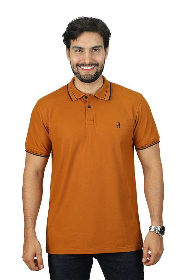 grupo luthier lado 1 camisetas tipo polo combinada para hombre combinada color ocre 