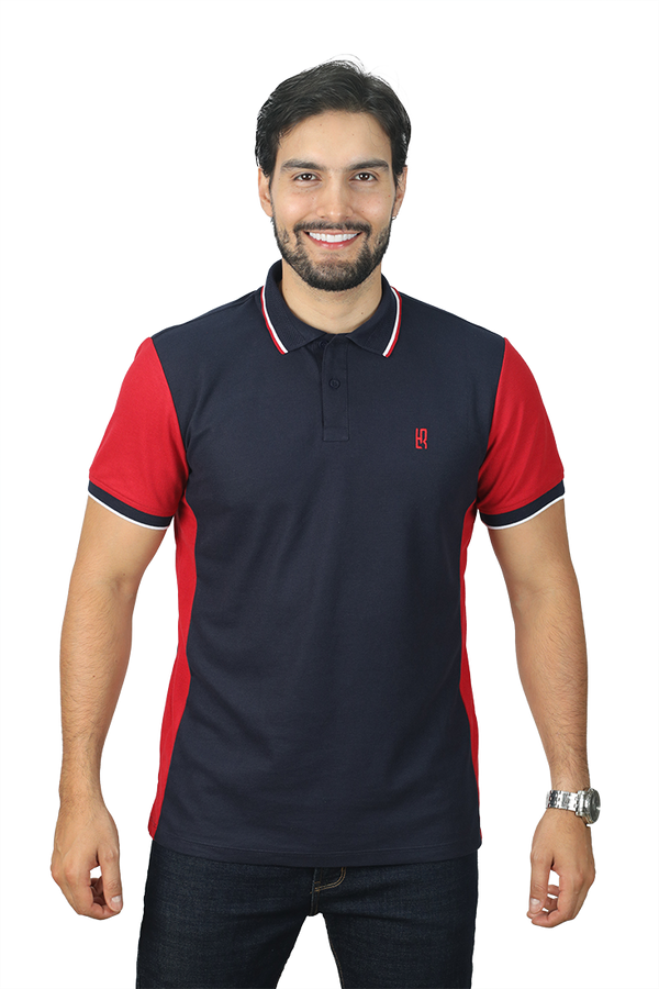 grupo luthier lado 1 camisetas tipo polo combinada para hombre combinada color rojo azul oscuro 
