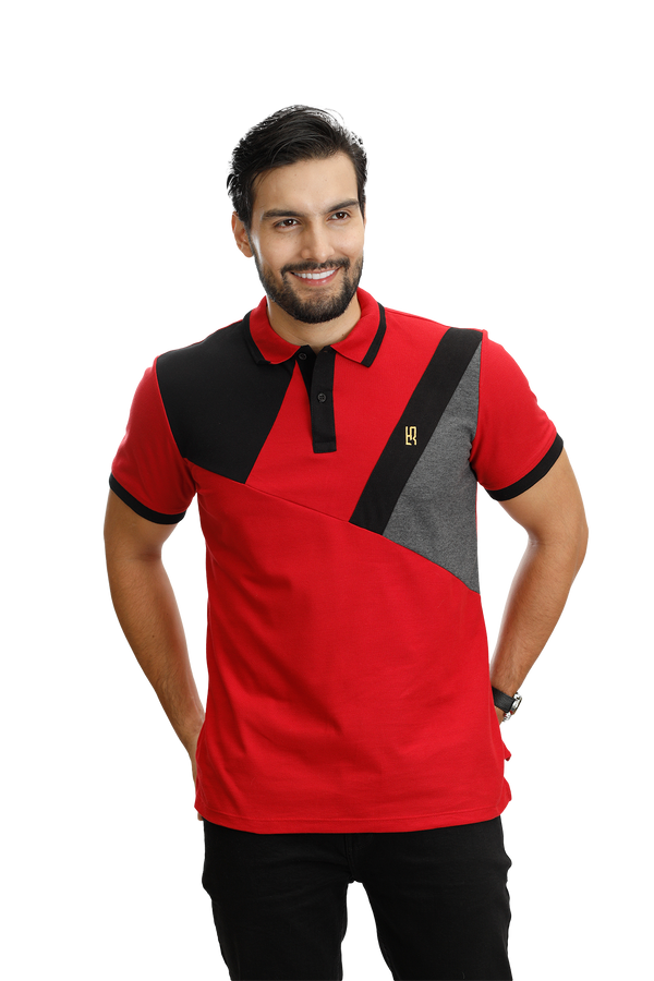 grupo luthier lado 1 camisetas tipo polo combinada para hombre combinada color rojo negro cross