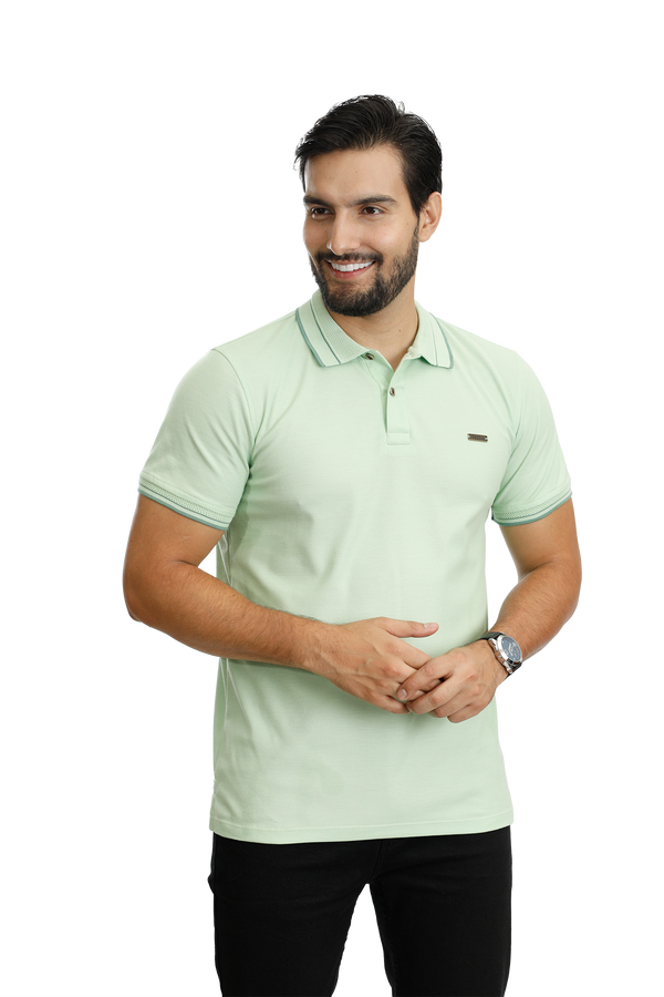 grupo luthier lado 1 camisetas tipo polo combinada para hombre jacquard color verde limon 