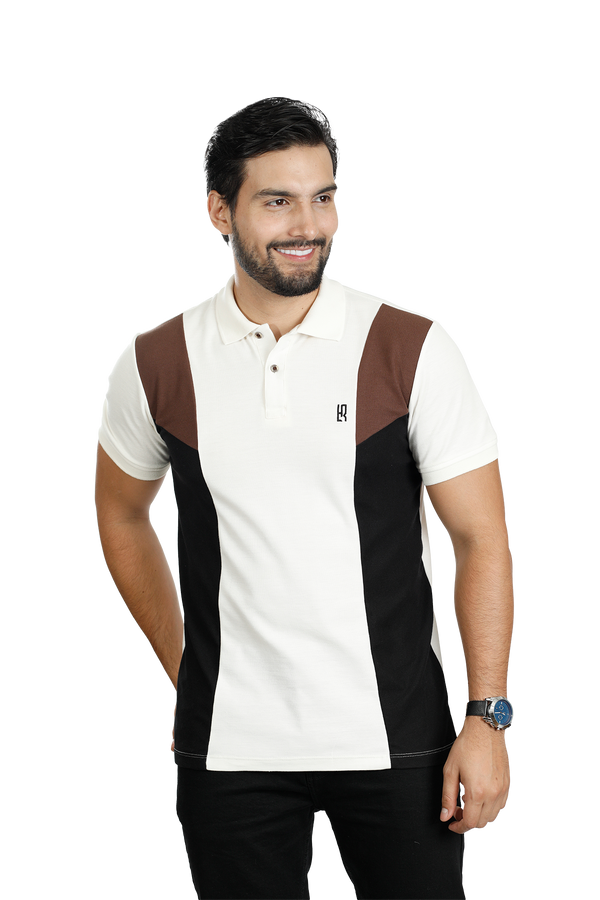 grupo luthier lado 1 camisetas tipo polo para hombre combinada color marfil cafe oscuro negro 