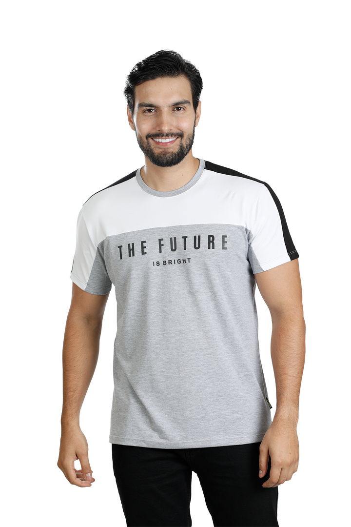 grupo luthier lado 2 Camiseta cuello redondo T-shirt para hombre combinada color jaspe blanco negro