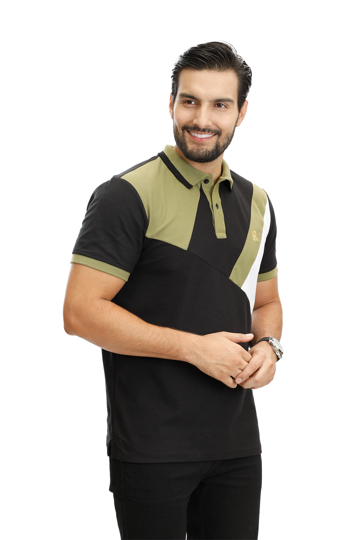 grupo luthier lado 2 camisetas tipo polo combinada para hombre combinada color negro verde aceituna blanco 