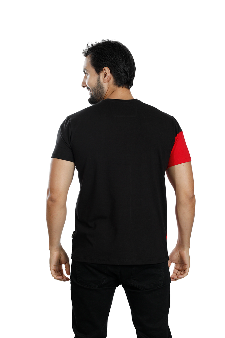 grupo luthier lado 3 camiseta cuello redondo T-shirt para hombre combinada color negro rojo