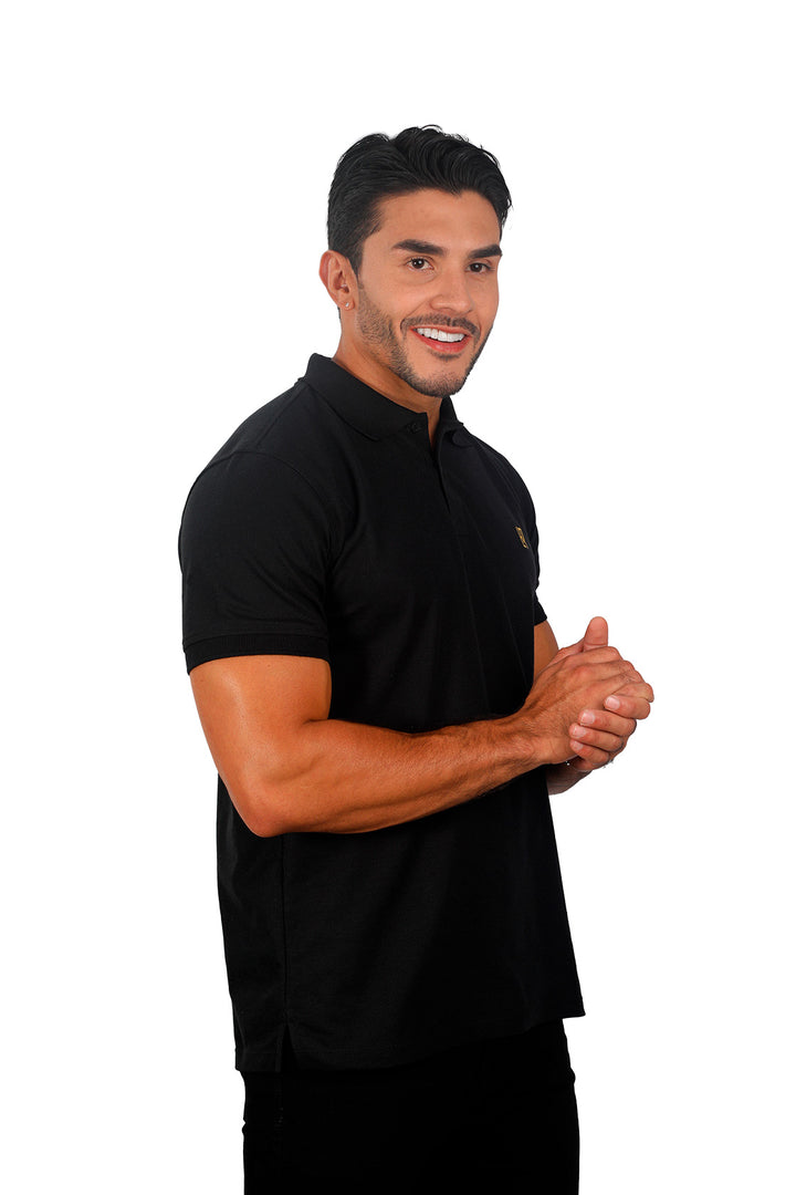  grupo luthier lado 3 camisetas tipo polo básica para hombre  color negro 