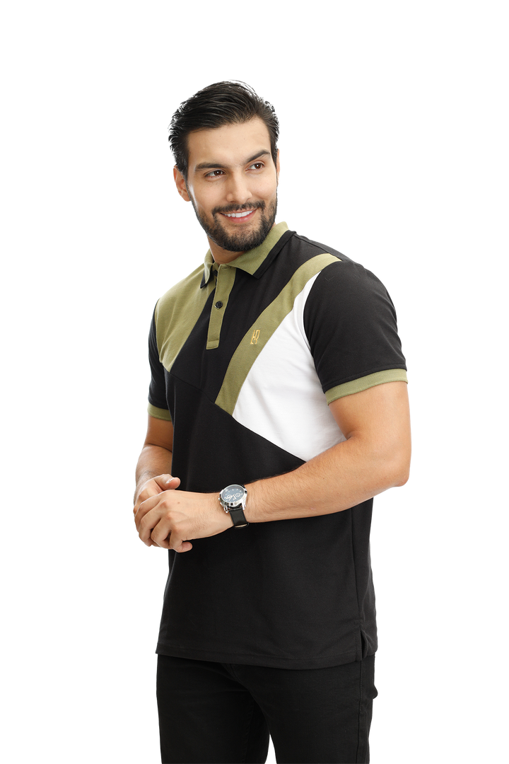 grupo luthier lado 3 camisetas tipo polo combinada para hombre combinada color negro verde aceituna blanco 