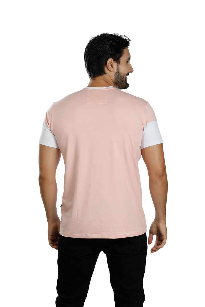 grupo luthier lado 4 Camiseta cuello redondo T-shirt para hombre combinada color rosado blanco
