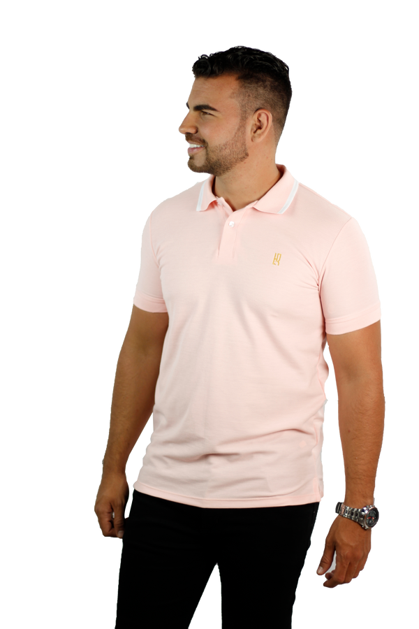 Camiseta tipo polo básica para hombre color Palo Rosa